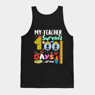 Funny My teacher survived 100 days of me school girls boys Tank Top